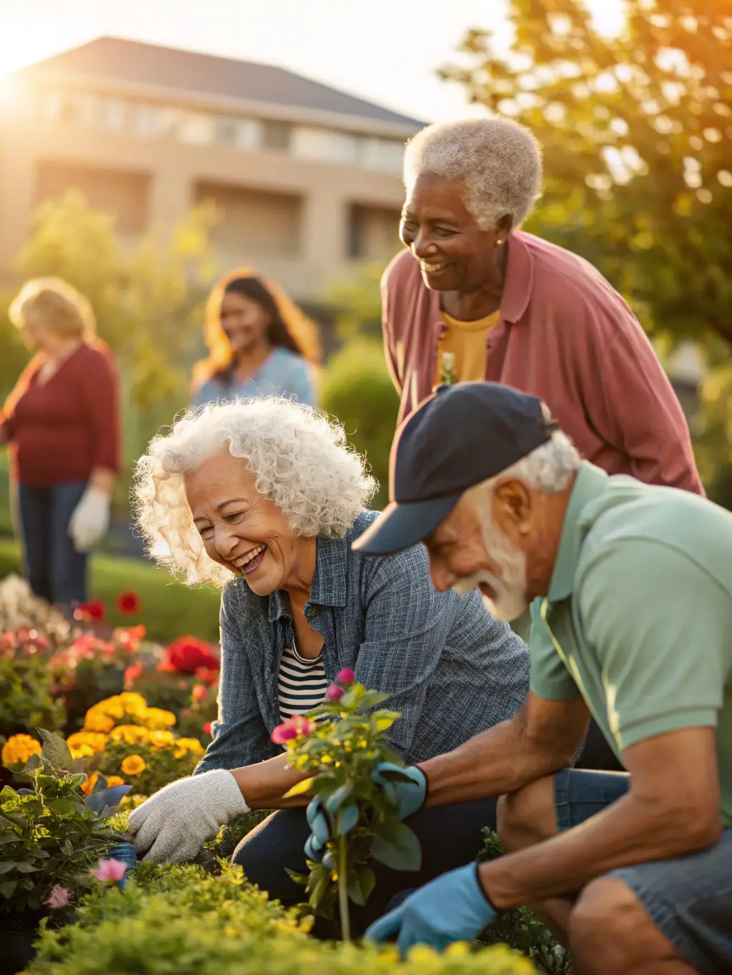 A warm, inviting image of seniors participating in a group activity at Newlife Healthcare Services, showcasing the residential care program.