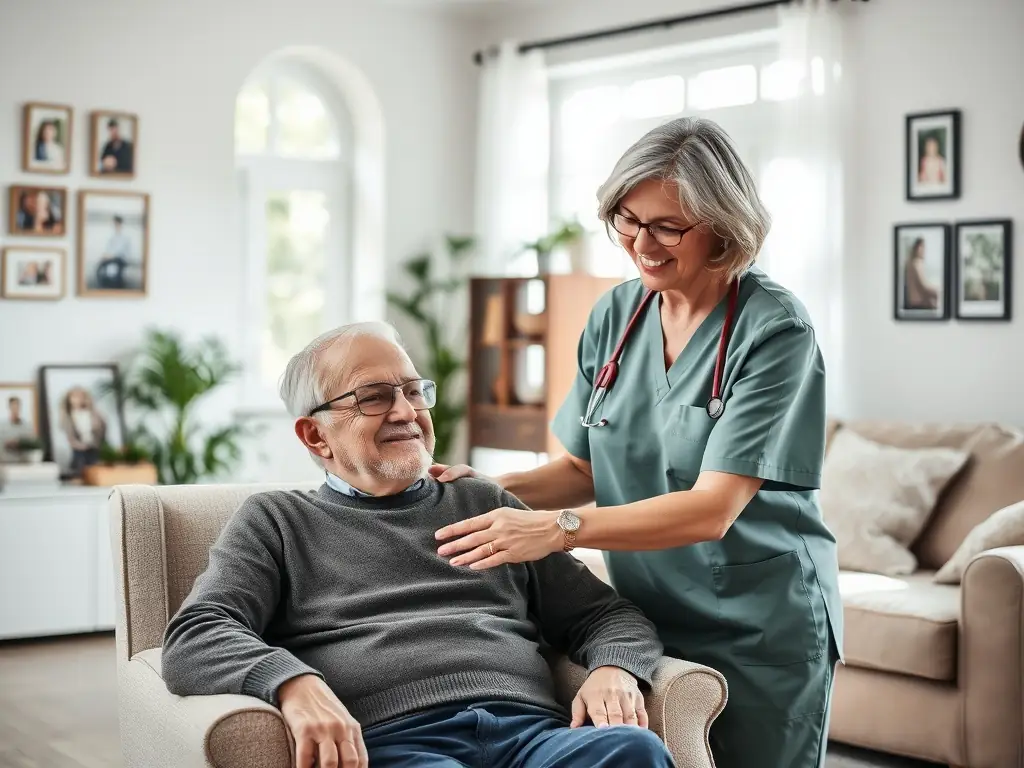 A family caregiver taking a break while a professional caregiver interacts with their loved one, highlighting the relief and support provided by respite care.